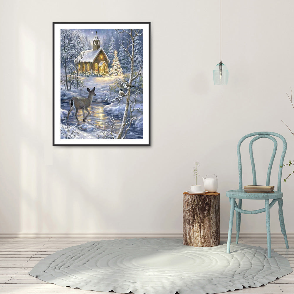 Snow Deer - Full Square Drill Diamond Painting 30*40CM