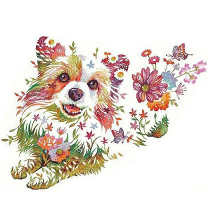 Dog Flower - Full Round Drill Diamond Painting 40*30CM