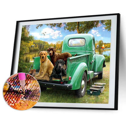 Village Car - Full Round Drill Diamond Painting 40*30CM