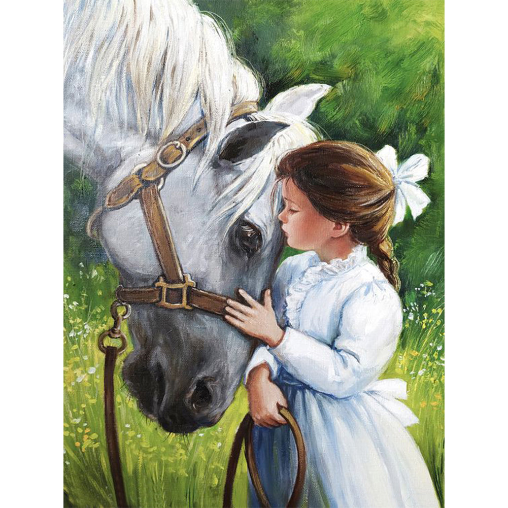 Girl Horse - Full Round Drill Diamond Painting 30*40CM