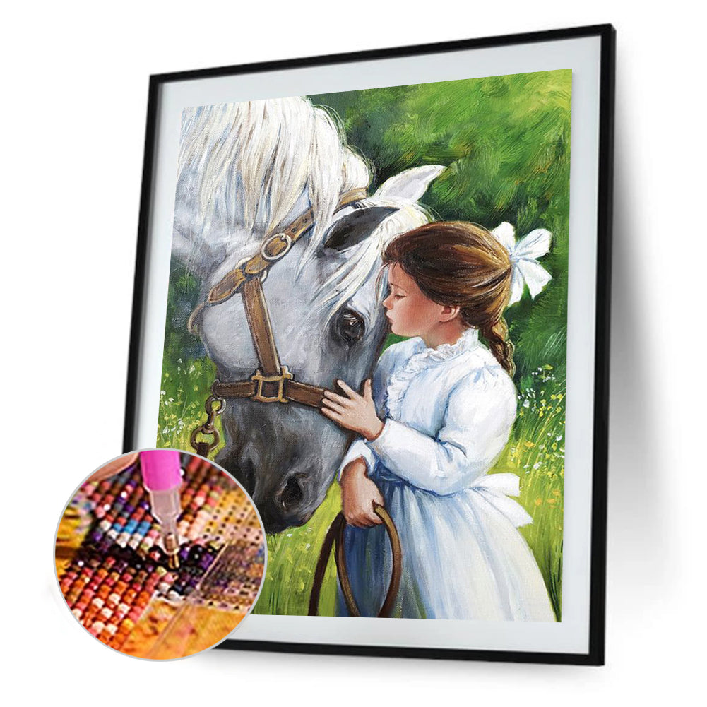 Girl Horse - Full Round Drill Diamond Painting 30*40CM