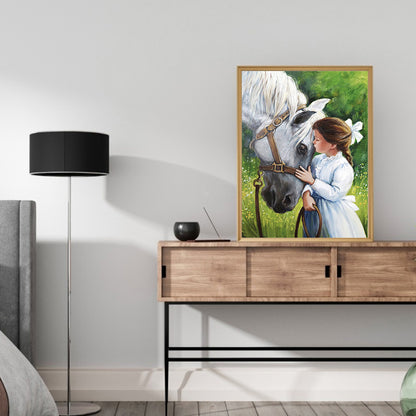 Girl Horse - Full Round Drill Diamond Painting 30*40CM