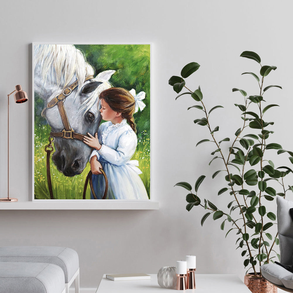 Girl Horse - Full Round Drill Diamond Painting 30*40CM