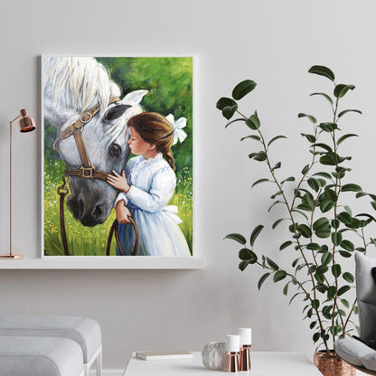 Girl Horse - Full Round Drill Diamond Painting 30*40CM