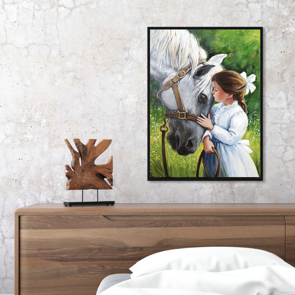 Girl Horse - Full Round Drill Diamond Painting 30*40CM