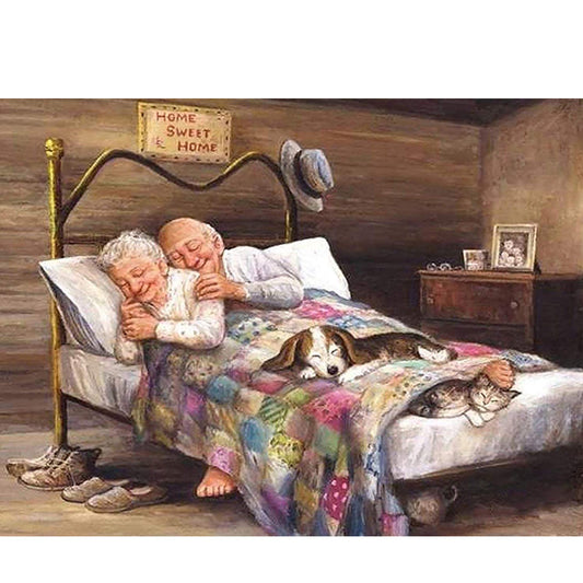 Old Couple - Full Round Drill Diamond Painting 50*40CM