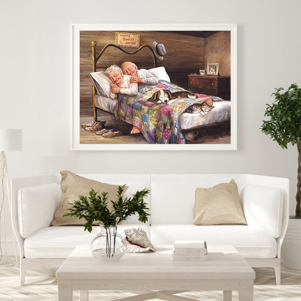 Old Couple - Full Round Drill Diamond Painting 50*40CM