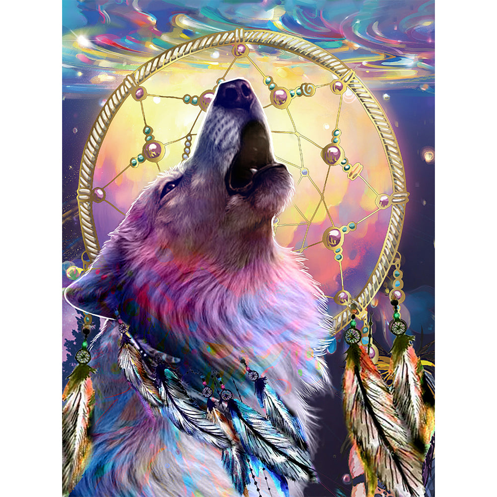 Howling Wolf - Full Round Drill Diamond Painting 30*40CM