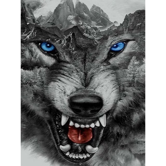 Howling Wolf - Full Round Drill Diamond Painting 30*40CM