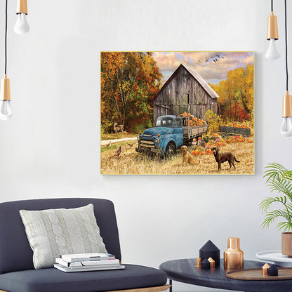 Autumn Truck - Full Round Drill Diamond Painting 50*40CM