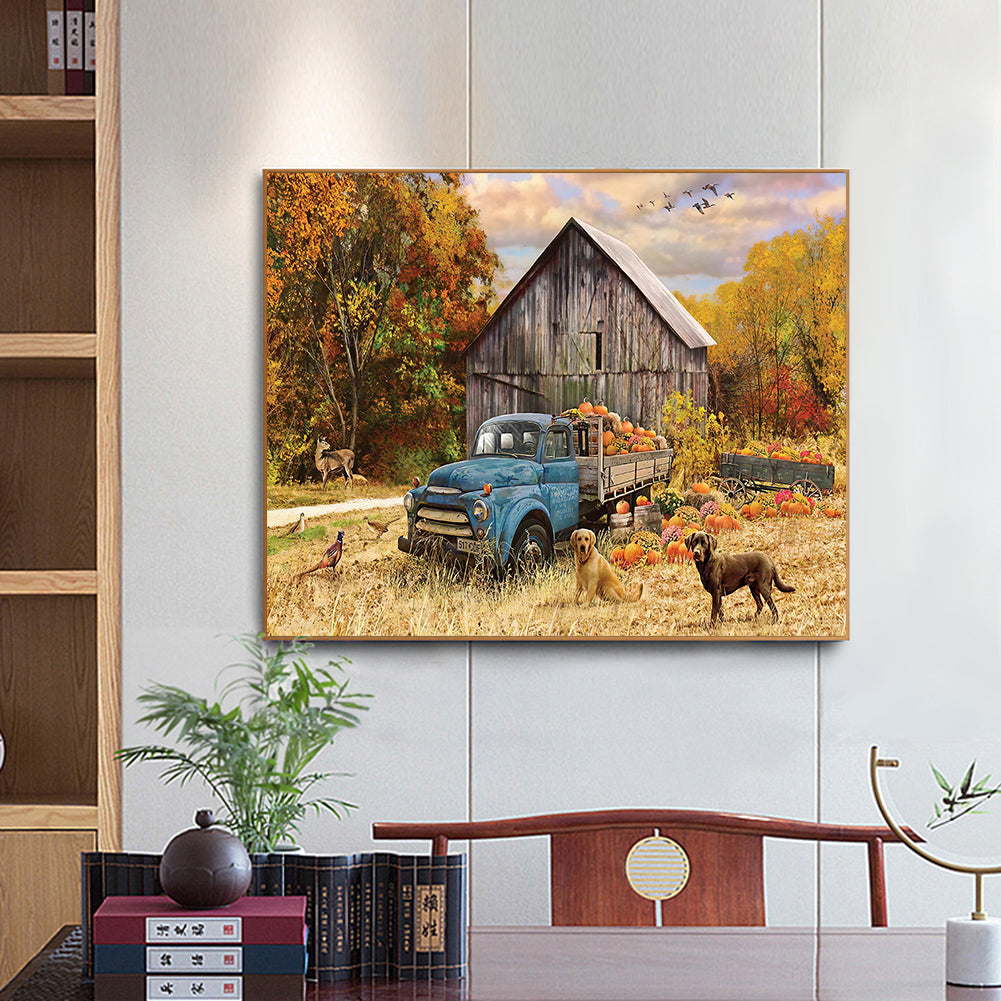 Autumn Truck - Full Round Drill Diamond Painting 50*40CM