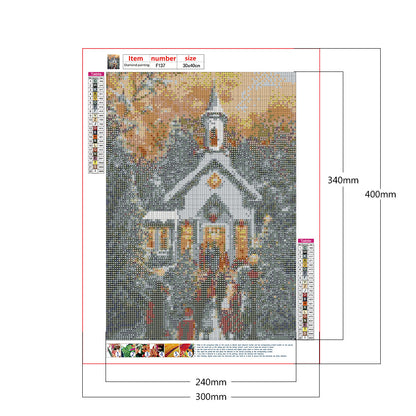 Winter Church - Full Square Drill Diamond Painting 30*40CM