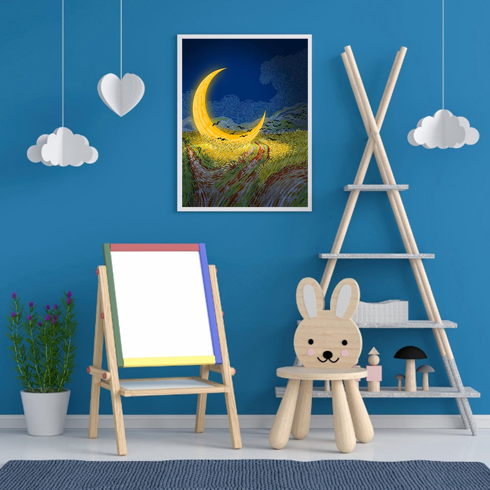 Night Moon - Full Round Drill Diamond Painting 30*40CM