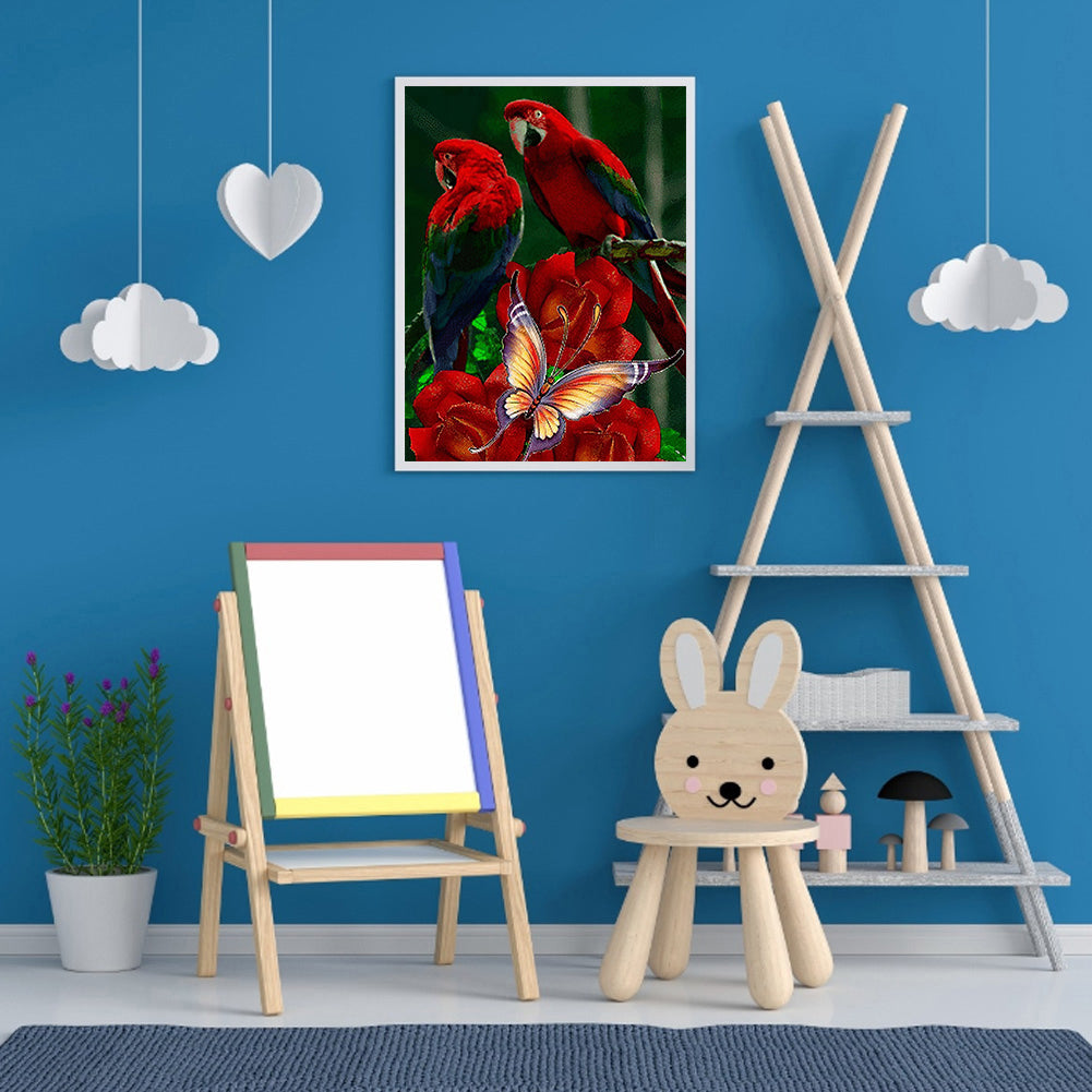 Parrot Rose - Full Round Drill Diamond Painting 30*40CM