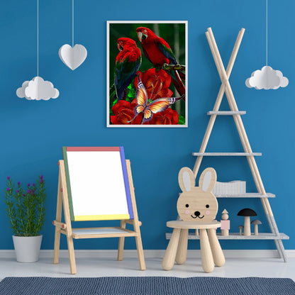 Parrot Rose - Full Round Drill Diamond Painting 30*40CM