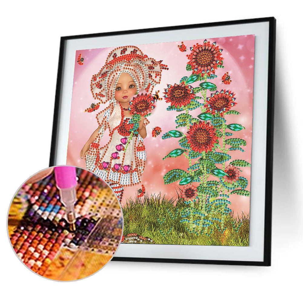 Cartoon Girl - Special Shaped Drill Diamond Painting 30*30CM