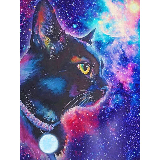 Starry Cat - Full Round Drill Diamond Painting 30*40CM