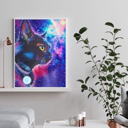 Starry Cat - Full Round Drill Diamond Painting 30*40CM