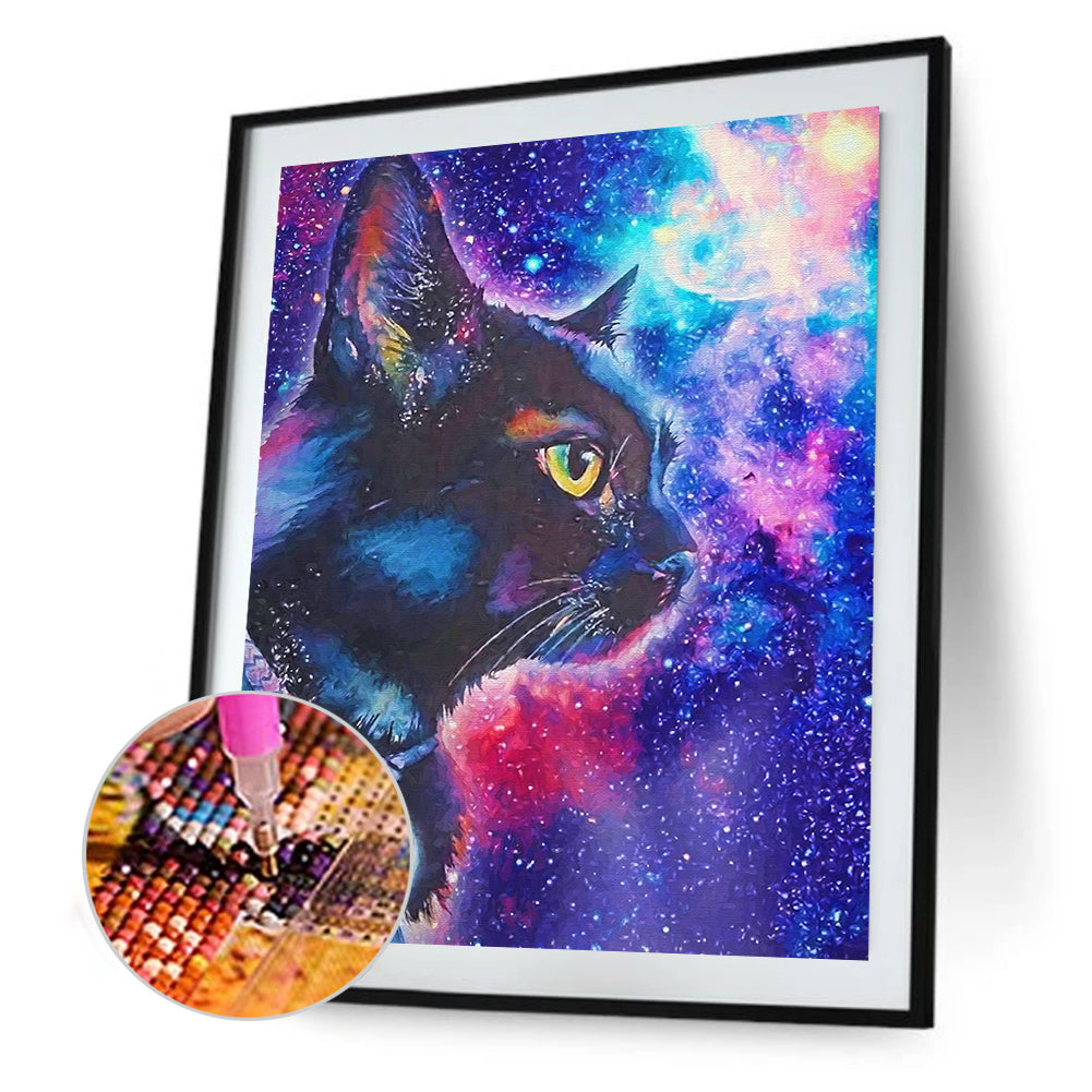 Starry Cat - Full Round Drill Diamond Painting 30*40CM