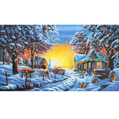 Snow Village - Full Round Drill Diamond Painting 80*40CM