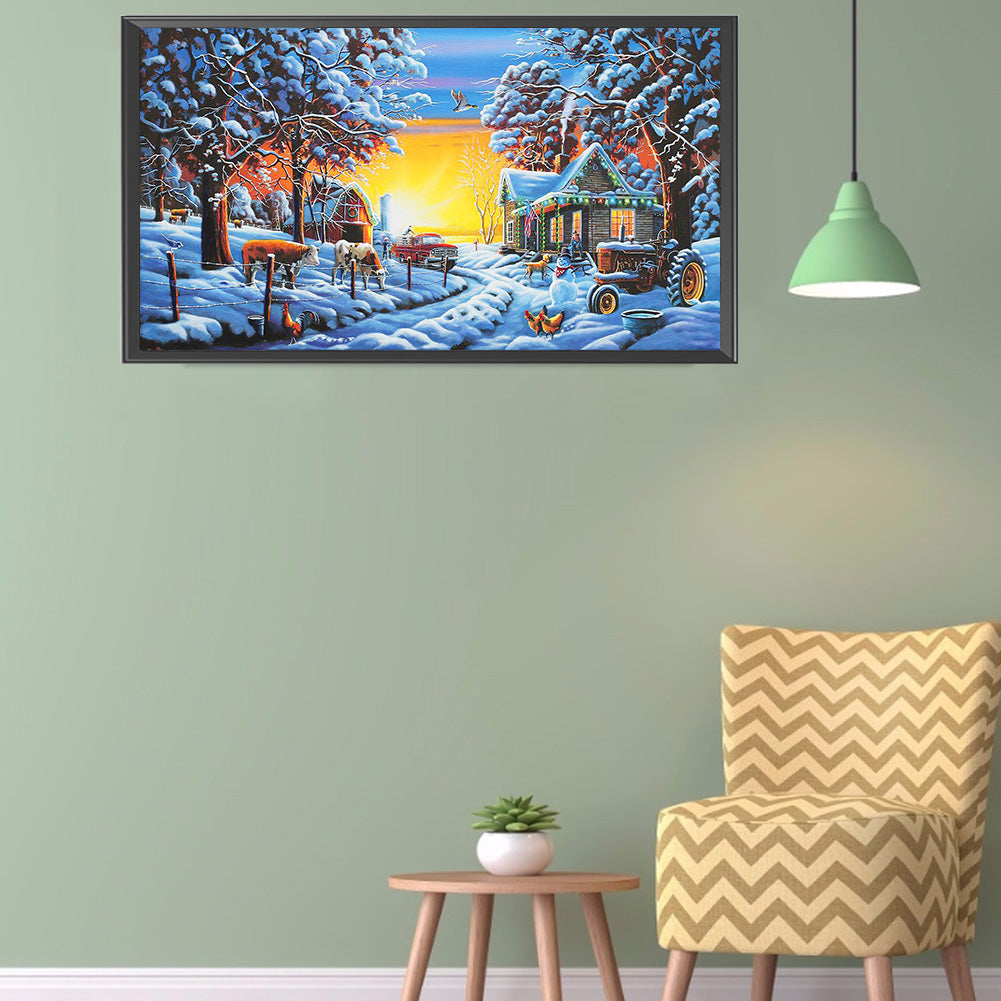 Snow Village - Full Round Drill Diamond Painting 80*40CM