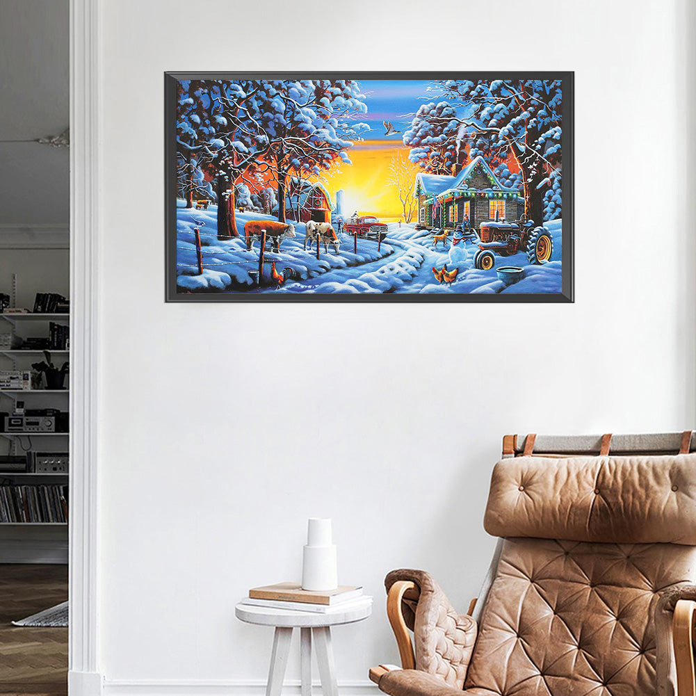 Snow Village - Full Round Drill Diamond Painting 80*40CM