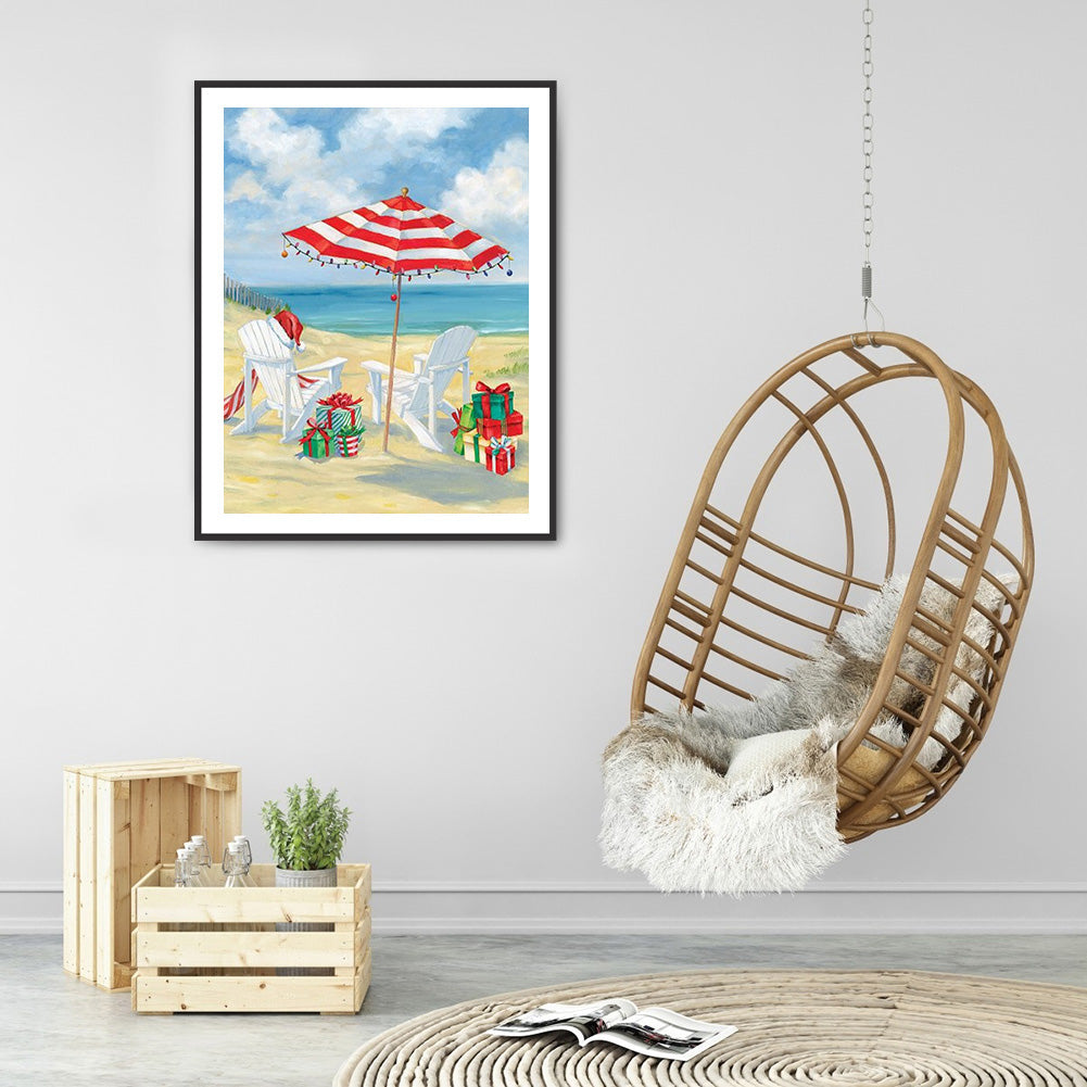 Christmas Beach - Full Round Drill Diamond Painting 30*40CM