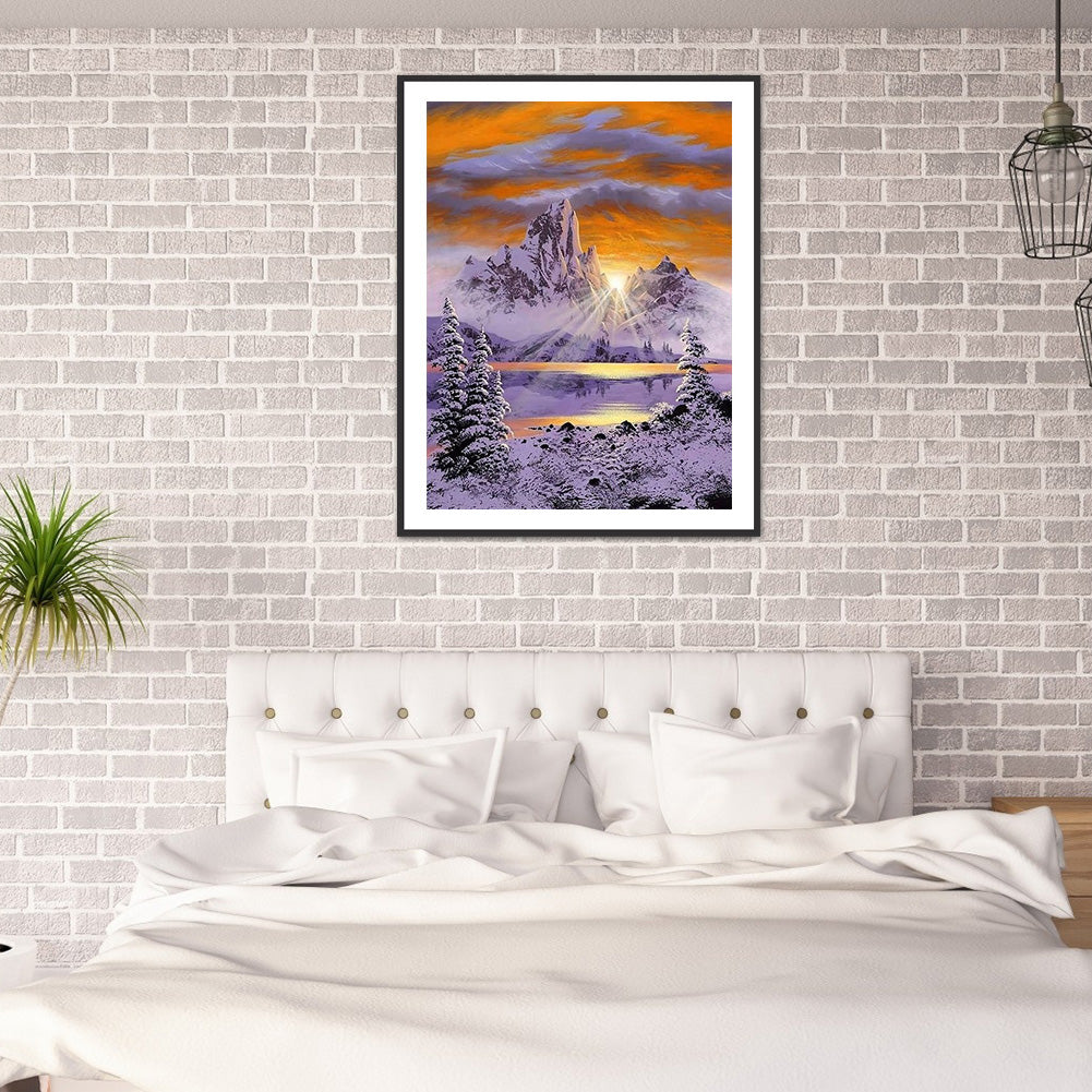 Sunrise Mountain - Full Round Drill Diamond Painting 30*40CM