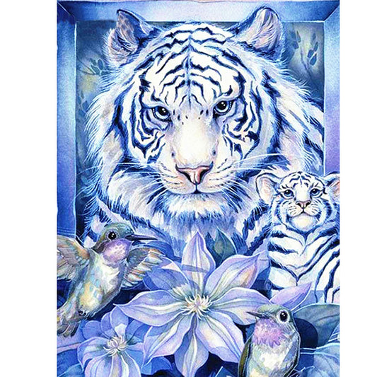 Tiger Flower - Full Round Drill Diamond Painting 30*40CM