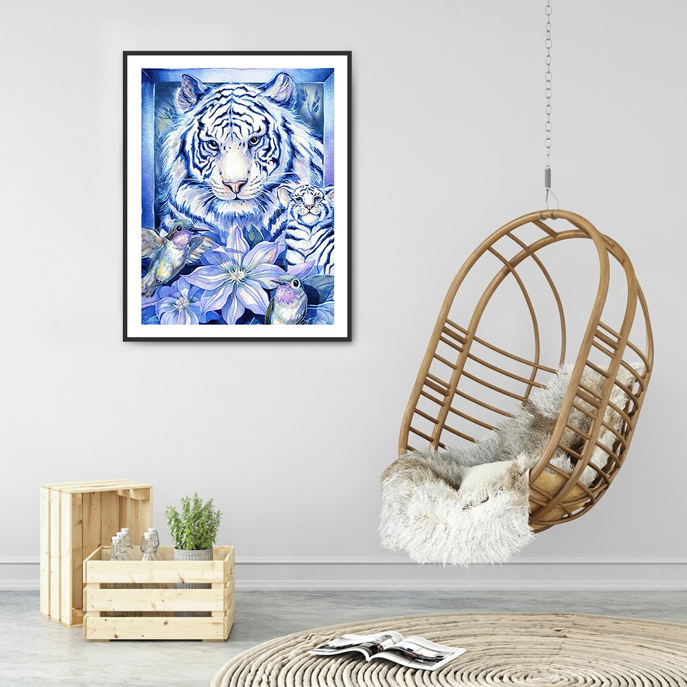 Tiger Flower - Full Round Drill Diamond Painting 30*40CM