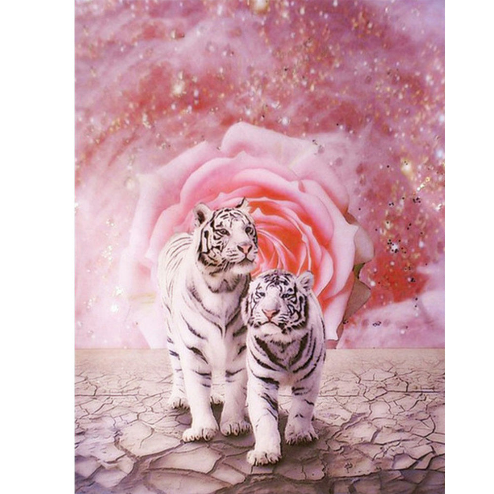 Tiger Flower - Full Round Drill Diamond Painting 30*40CM