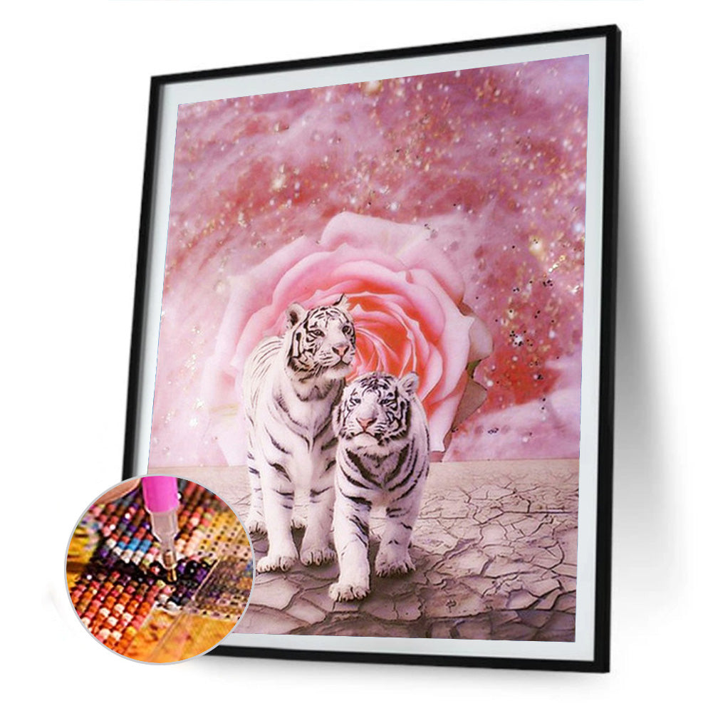 Tiger Flower - Full Round Drill Diamond Painting 30*40CM