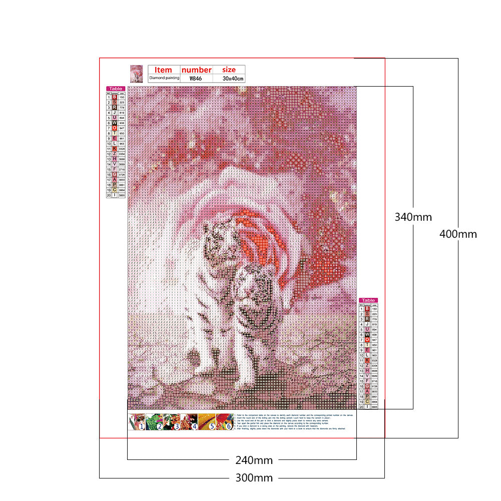 Tiger Flower - Full Round Drill Diamond Painting 30*40CM