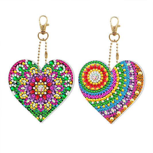 2pcs DIY Full Special Shape Diamond Painting Keychain Bag Pendant Decor Kit