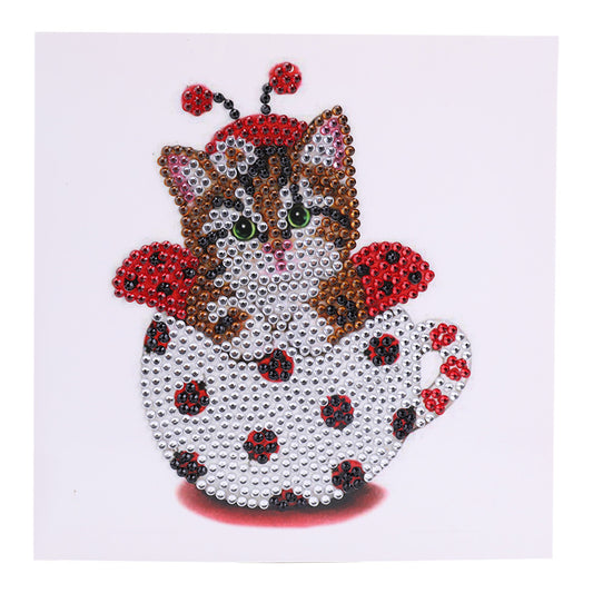 Valentines Greeting Cards Cat Special Shape Bright Diamond Painting DIY Kit