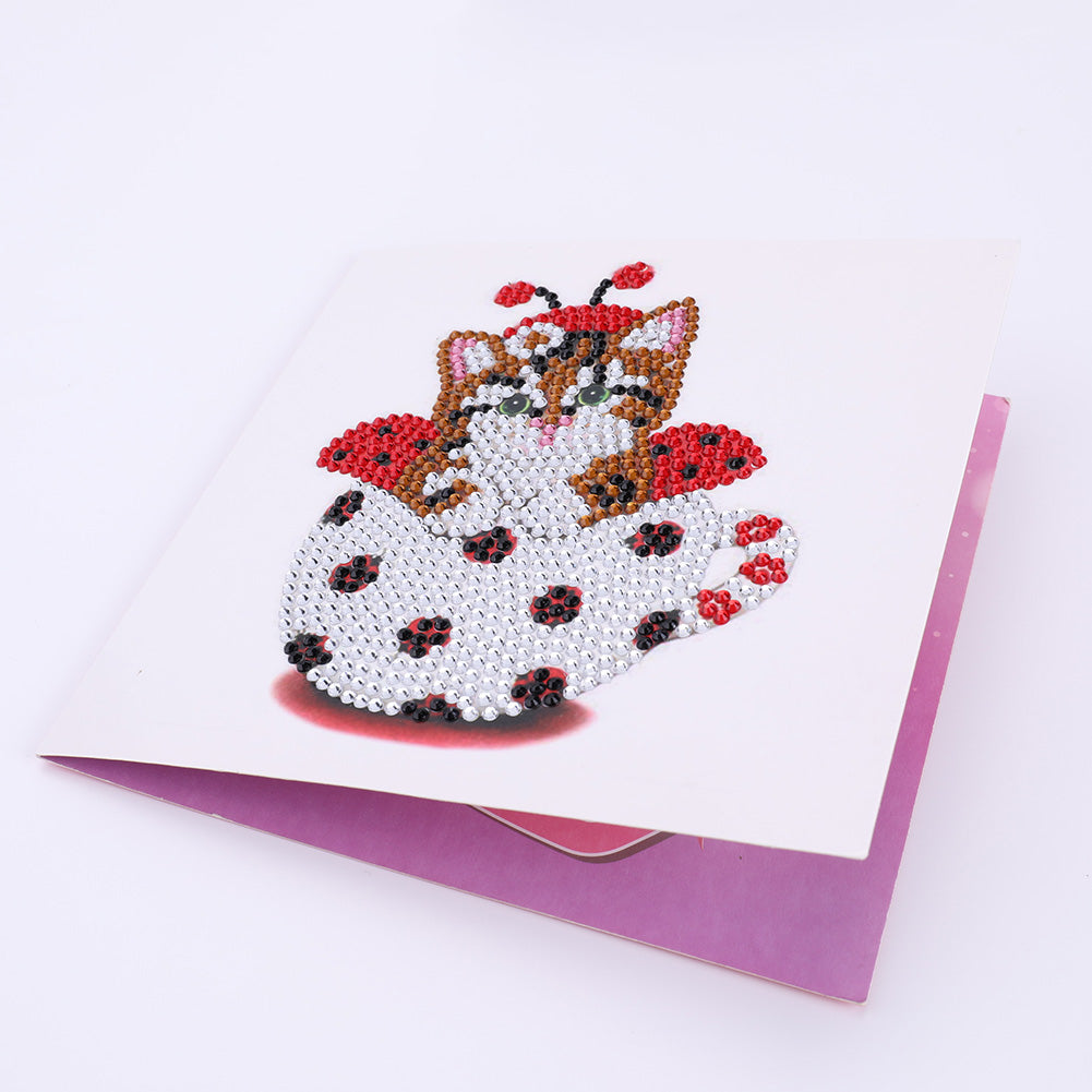 Valentines Greeting Cards Cat Special Shape Bright Diamond Painting DIY Kit