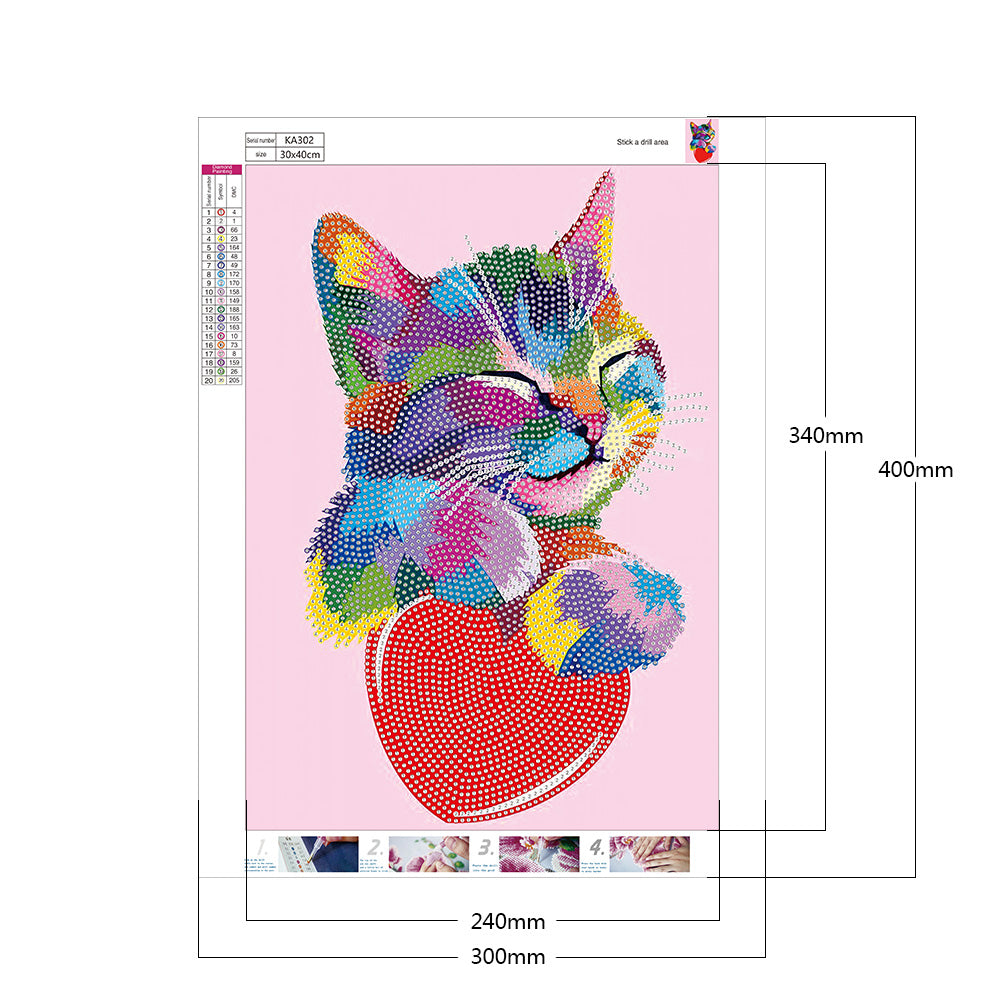 Cat - Special Shaped Drill Diamond Painting 30*40CM