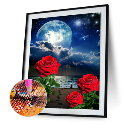 Moon Rose - Full Round Drill Diamond Painting 30*40CM