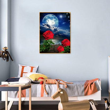 Moon Rose - Full Round Drill Diamond Painting 30*40CM