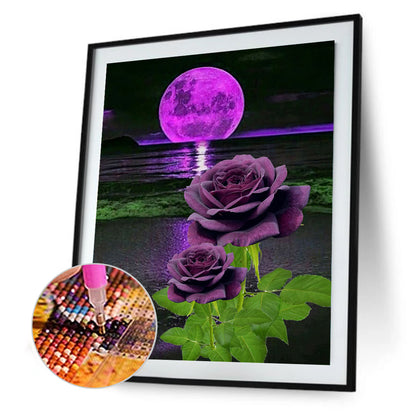 Moon Rose - Full Round Drill Diamond Painting 30*40CM