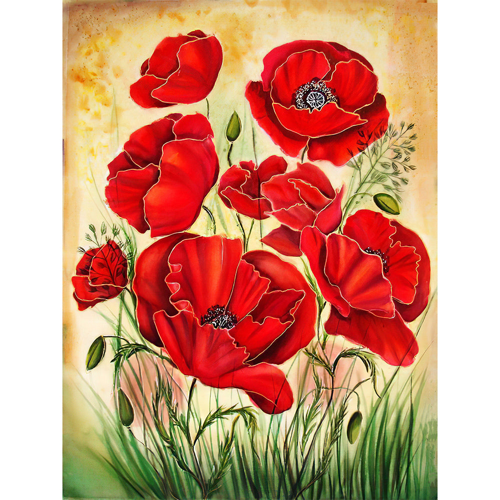 Red Flower - Full Round Drill Diamond Painting 30*40CM