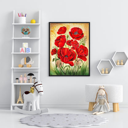 Red Flower - Full Round Drill Diamond Painting 30*40CM