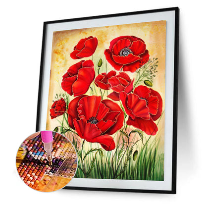 Red Flower - Full Round Drill Diamond Painting 30*40CM