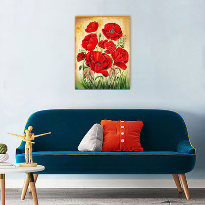 Red Flower - Full Round Drill Diamond Painting 30*40CM