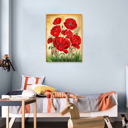 Red Flower - Full Round Drill Diamond Painting 30*40CM