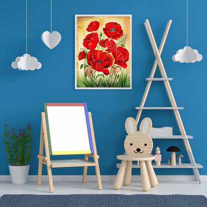 Red Flower - Full Round Drill Diamond Painting 30*40CM