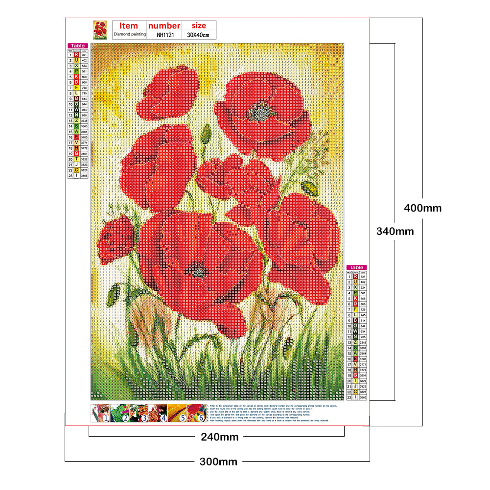 Red Flower - Full Round Drill Diamond Painting 30*40CM