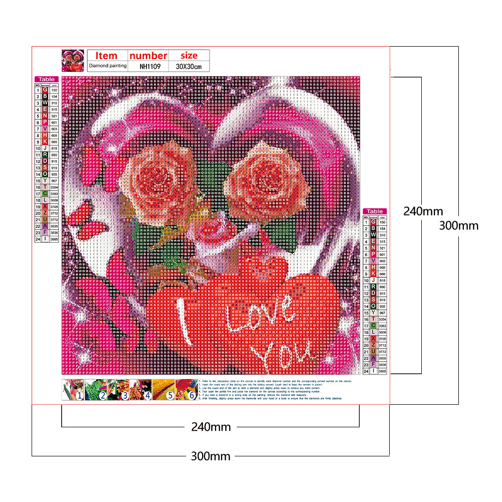 Love Rose - Full Round Drill Diamond Painting 30*30CM