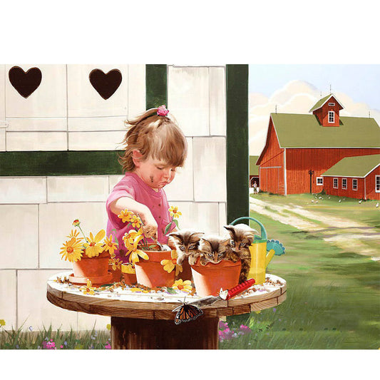 Kids Playing - Full Round Drill Diamond Painting 40*30CM