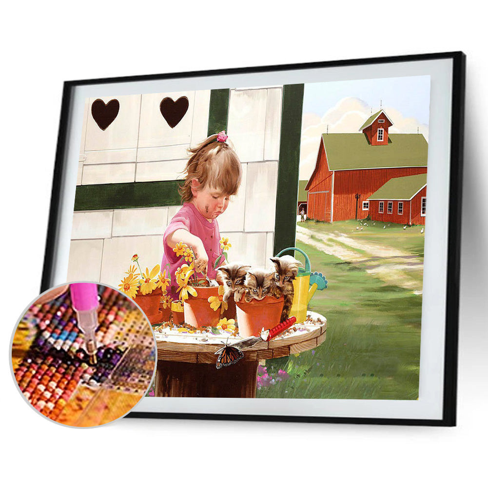 Kids Playing - Full Round Drill Diamond Painting 40*30CM